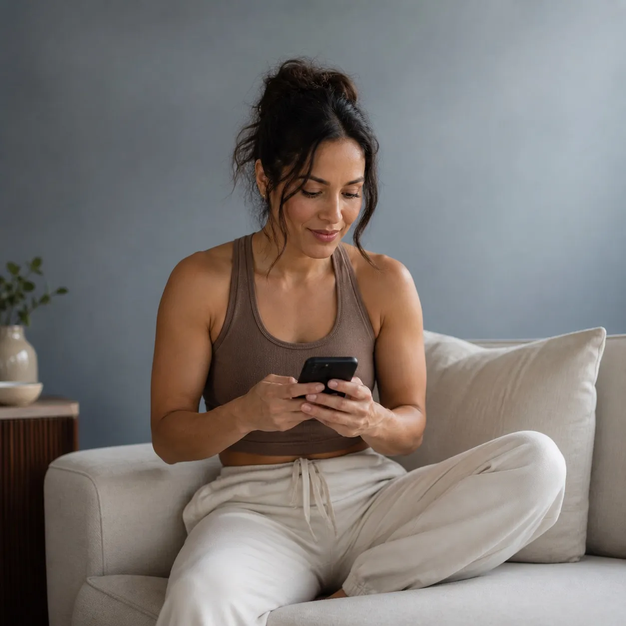 Customer reviewing her ShyftMD protocol on her phone